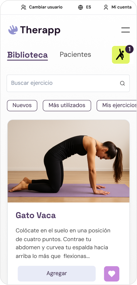 Therapp exercise screen